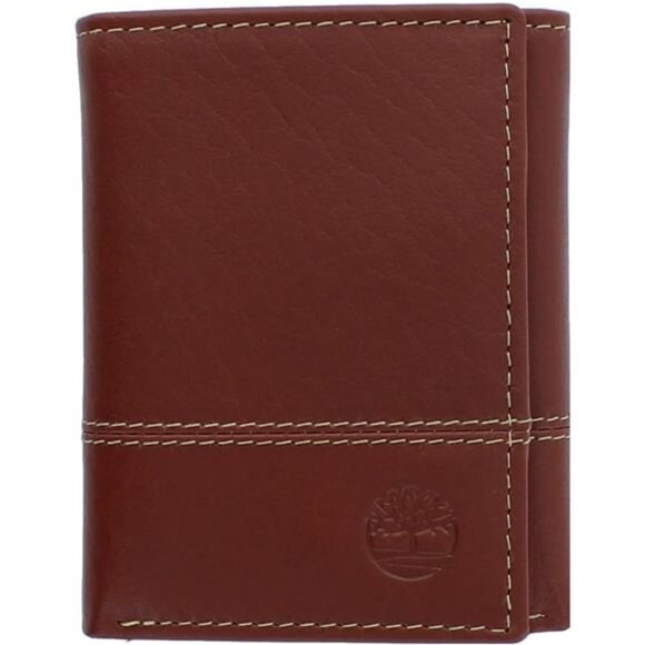 Men's Genuine Leather Rfid Blocking Trifold Wallet, Cognac
